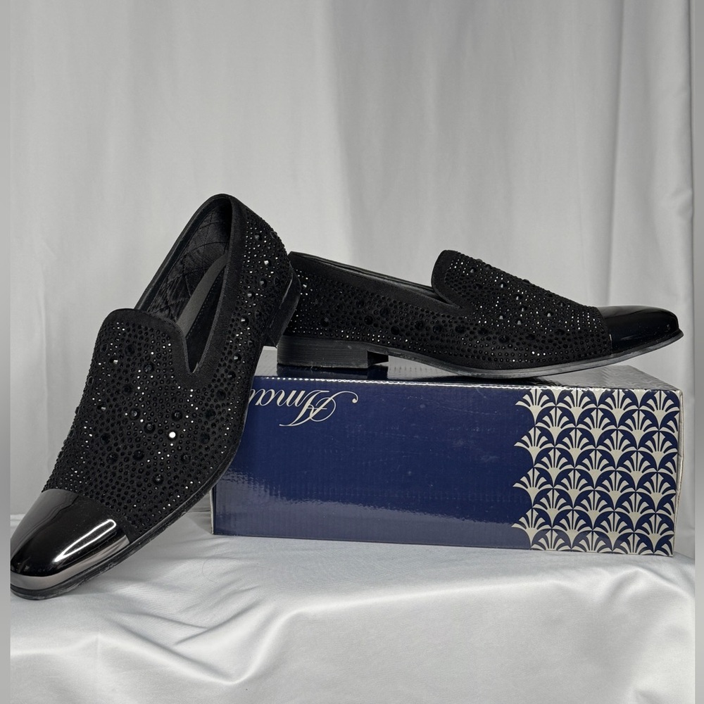 Amali Lugano Black Men's Embellished Loafers